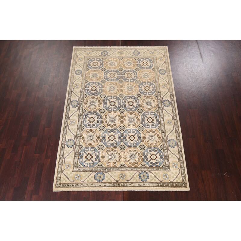 Vegetable Dye Khotan Oriental Wool Area Rug Hand-knotted Office Carpet - 5'11" x 8'10"