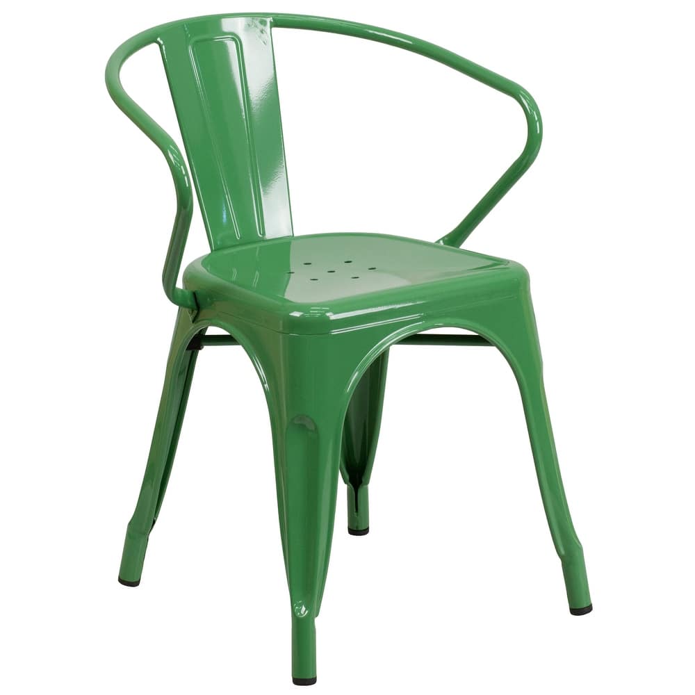 Metal Indoor-Outdoor Chair with Arms - 21.5"W x 19"D x 27.75"H