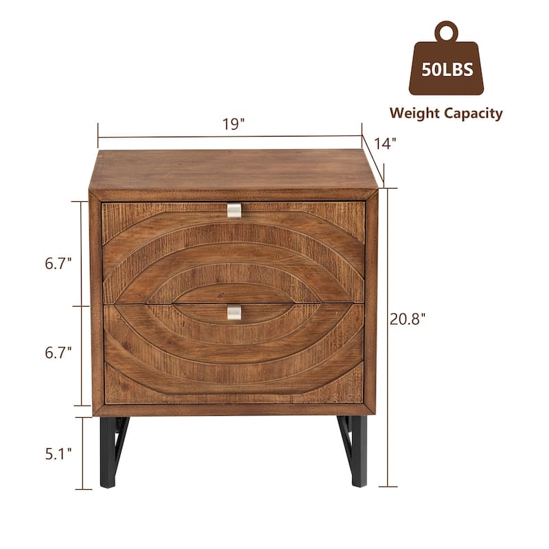 SUNBURY Mid-Century Modern Nightstands with Drawers (Set of 2)