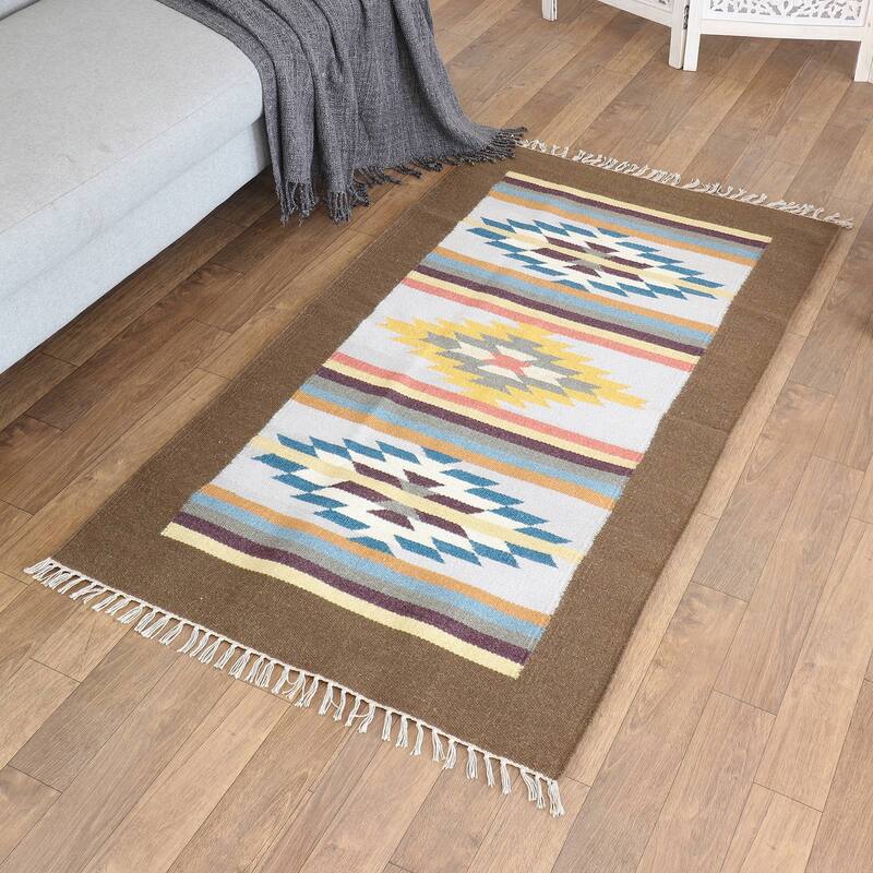 Novica Handmade Home Diamonds Wool Area Rug (3X5) - 3' x 5' Oval