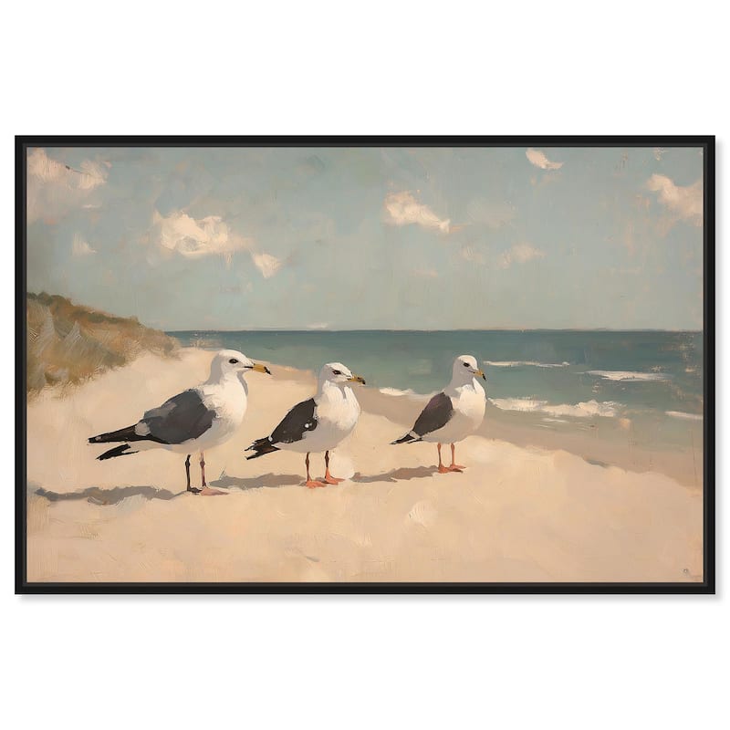 Seagulls at the Beach I Canvas by Art Remedy - Black - 15" x 10"