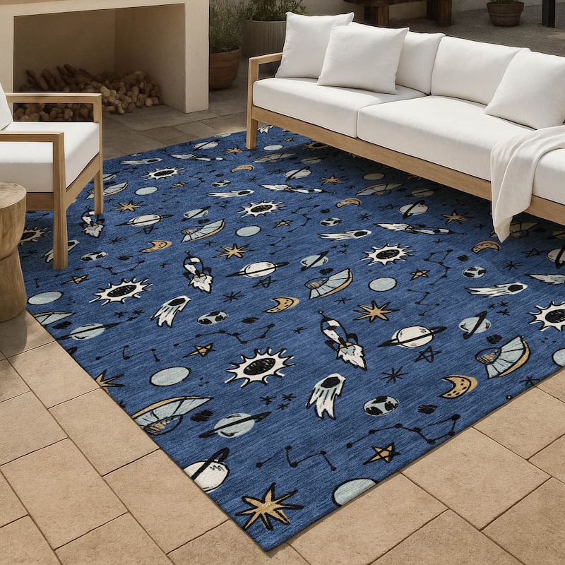 Machine Washable Indoor/ Outdoor Spaceship Chantille Rug - Baltic - 3' x 5'