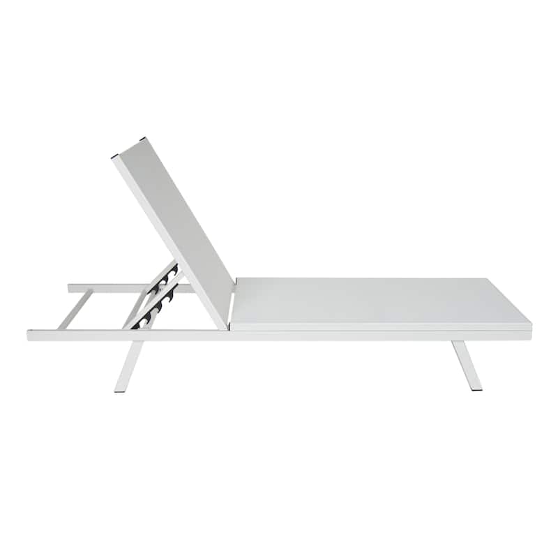 Modern Adjustable White Mesh Chaise Lounge Armless Sun Lounge Chair for Poolside Patio Garden