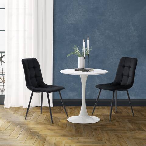 CorLiving Ivo Pedestal Bistro Dining Set with Black Chairs, 3pc