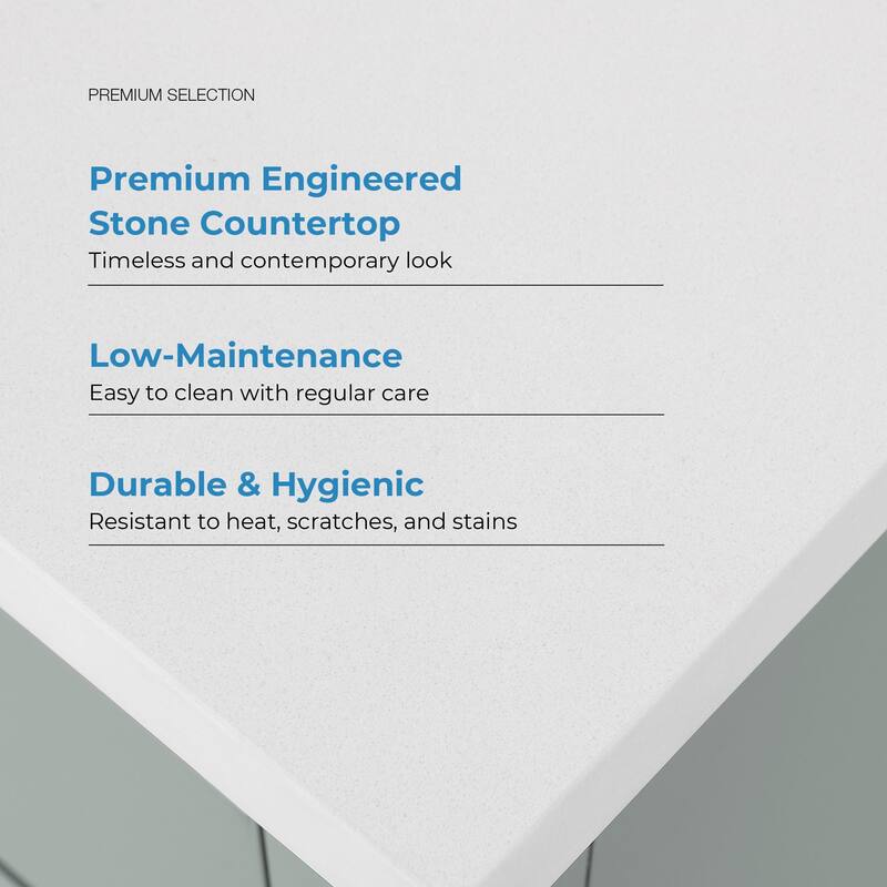 Diya Undermount Single Sink Bathroom Vanity with White Engineered Marble Top