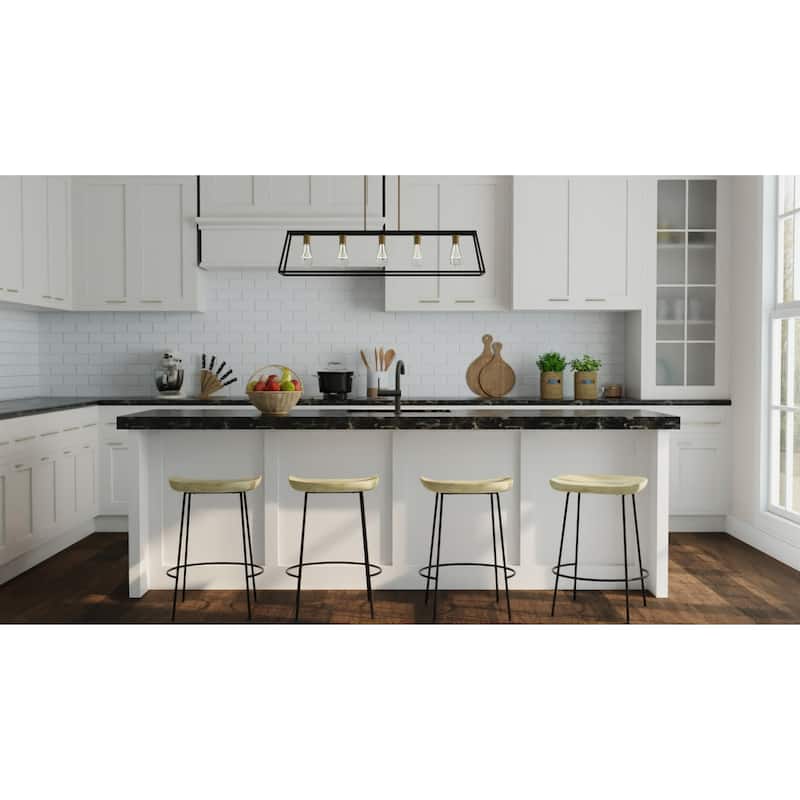 Scooped Counter Stools - 24.5" - Brown and Black - Set of 2
