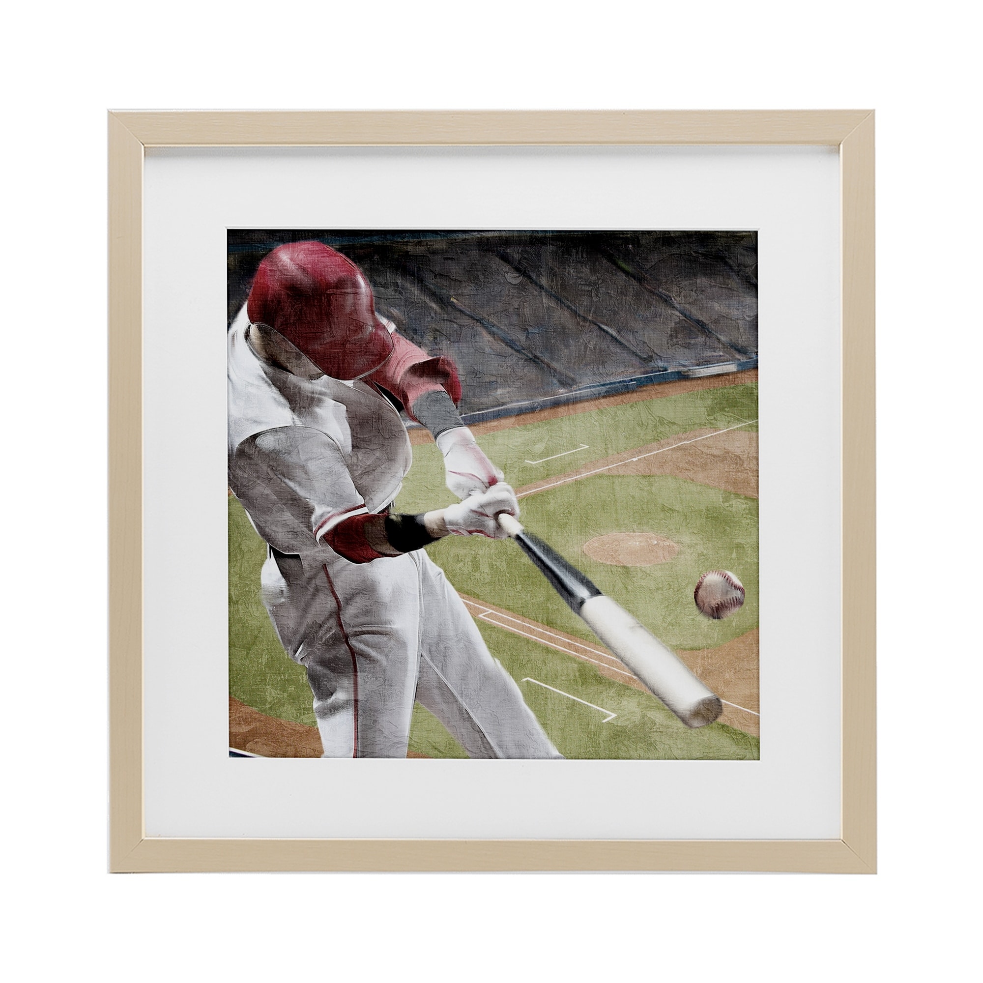 Stupell Baseball Swing In Action Under Glass Framed Design By Kim Allen