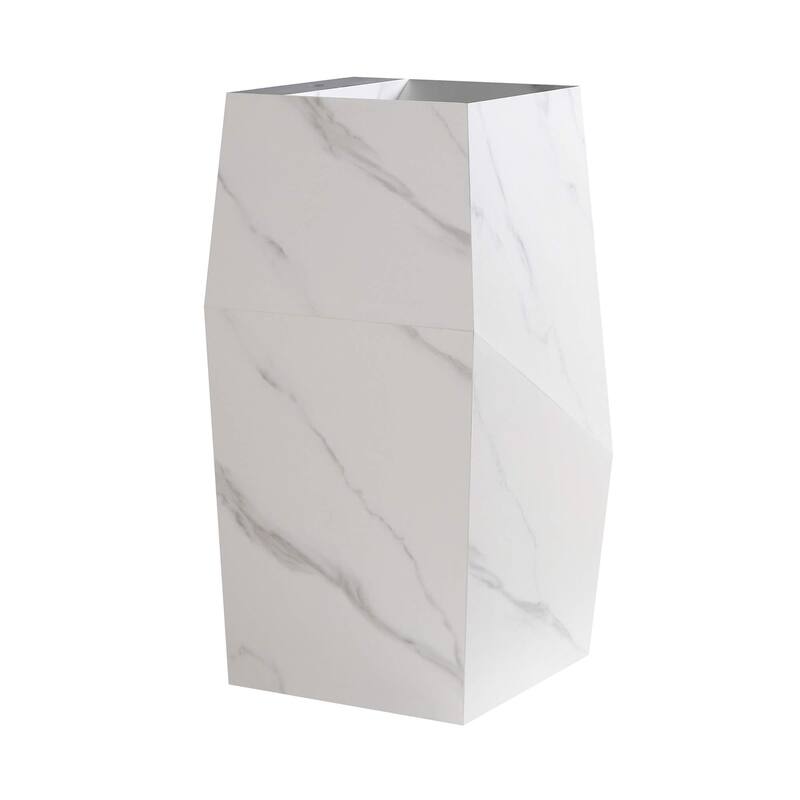 Fine Fixtures Canyon Collection, Elegant Square Shaped Pedestal Sink, - N/A - White Carrara