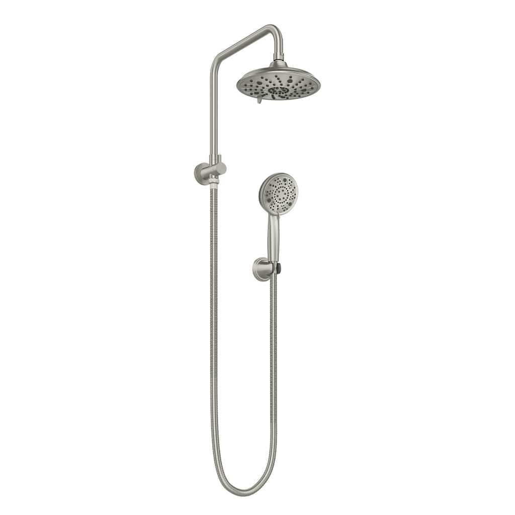 Laguna 8-in Multi-function Showerhead Shower System with Pivoting Shower Arm and Multi-function Handshower Brushed Nickel