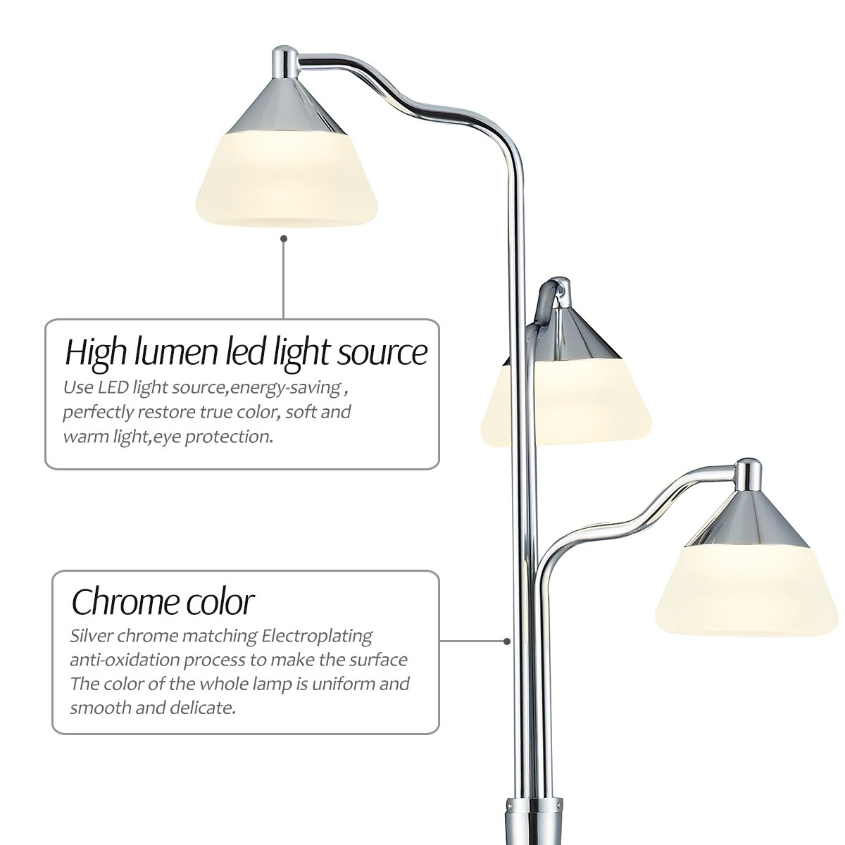 Shop Modern Chrome Floor Lamp 3 Light Corner Stand Lamp For