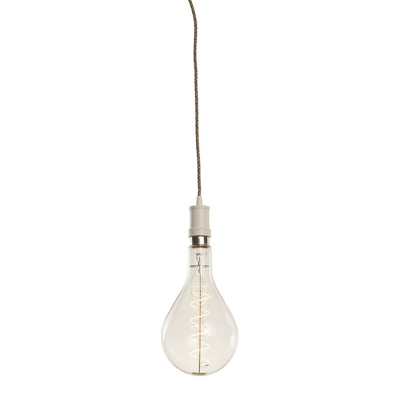 Bulbrite 1-Light White Contemporary Pendant Socket and Canopy with LED Light Bulb - 4W Pear Shaped Grand Filament - 4W Pear Shaped Grand Filament