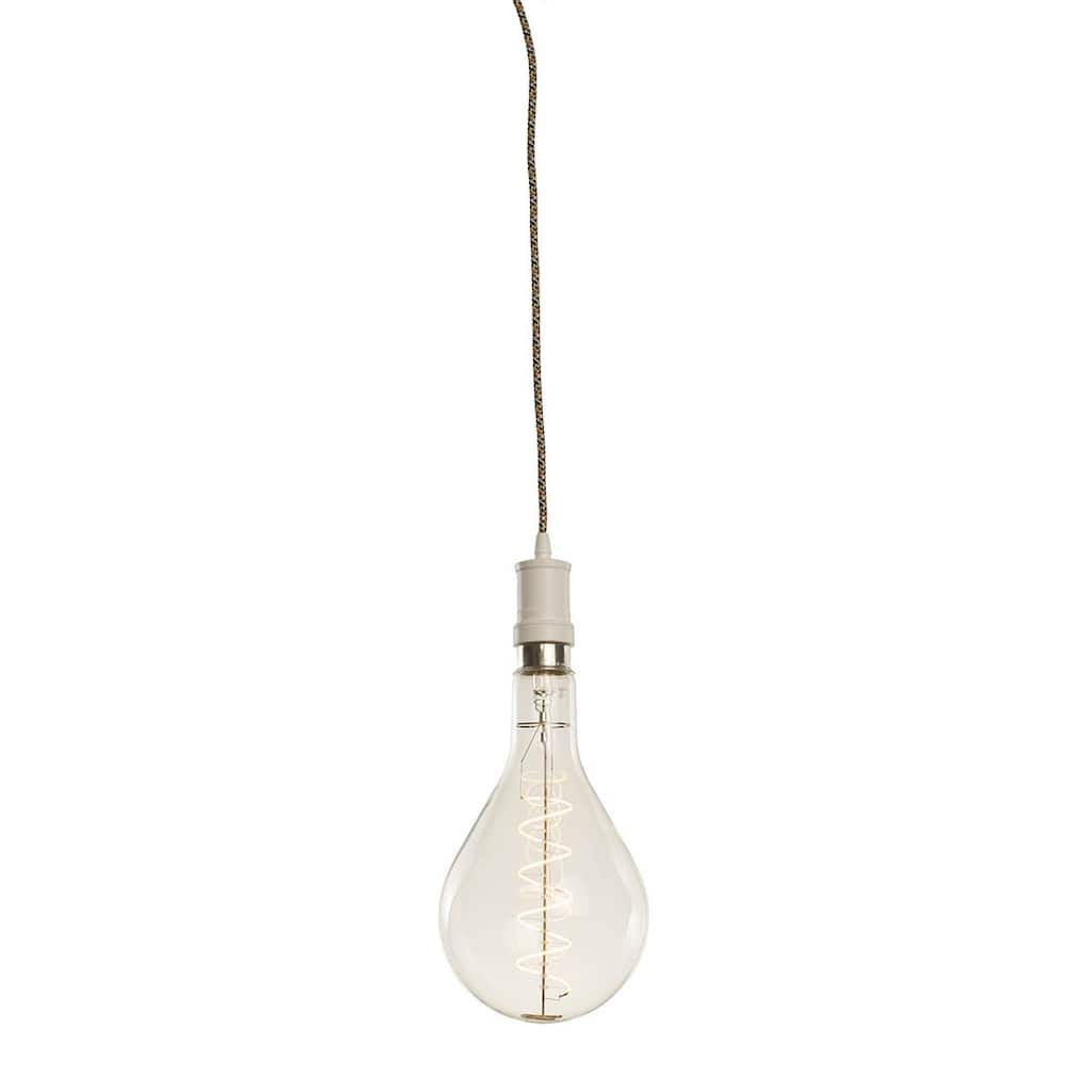 Bulbrite 1-Light White Contemporary Pendant Socket and Canopy with LED Light Bulb - 4W Pear Shaped Grand Filament