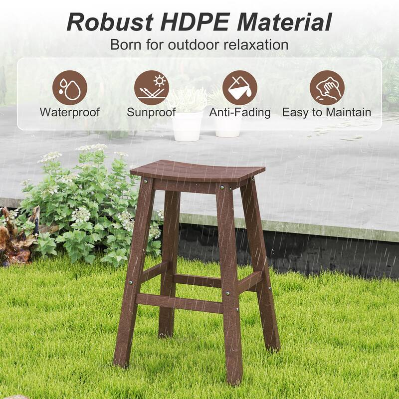 Gymax 29'' Patio Bar Stool Set of 2 w/ Curved Seat & Footrests for
