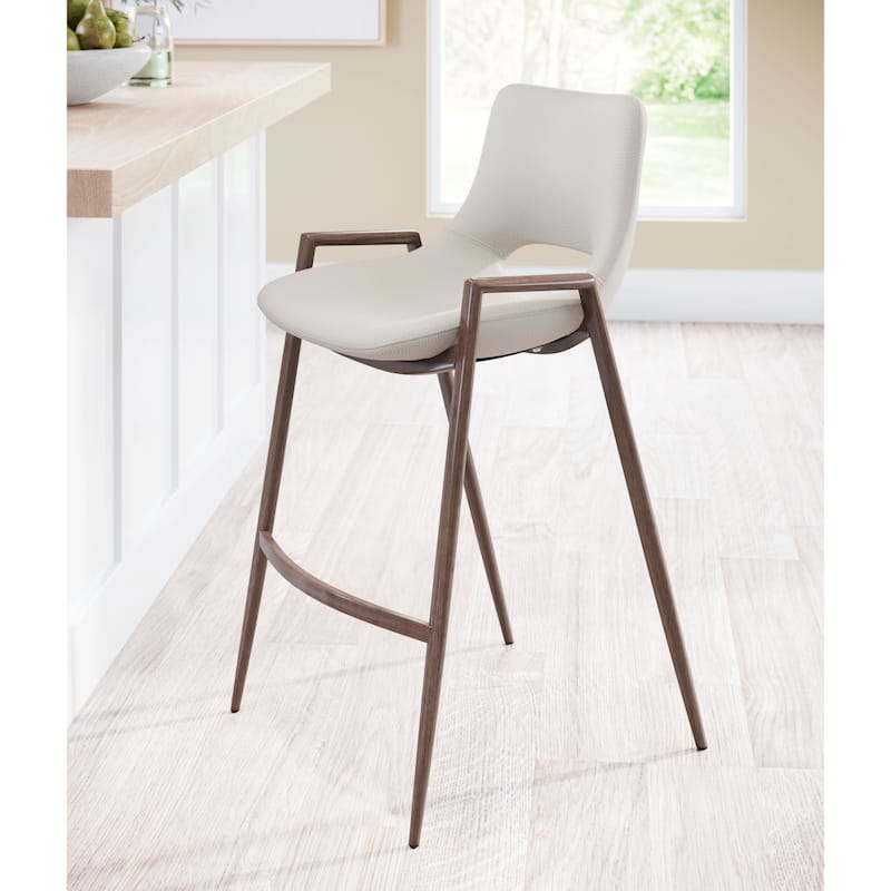 Desi Counter Stool Black & Walnut - Beige