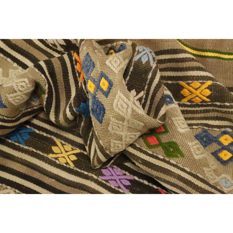 Hand Woven Oriental 100% Wool Carpet Southwestern Tribal Multi-Colored Kilim Area Rug - 8' 5'' X 5' 6''