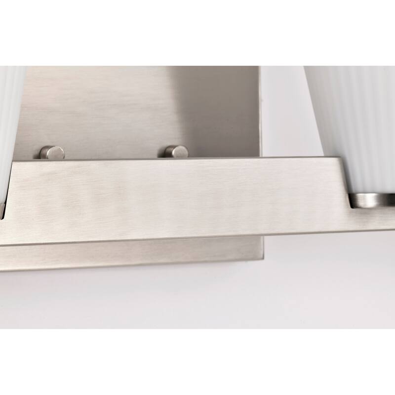 Royale 4 Light Vanity Brushed Nickel Finish Ribbed White Glass - Brushed Nickel