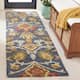 SAFAVIEH, Handmade Marietje Blossom French Country Wool Area Rug - 2'3" x 6' Runner - Navy/Multi
