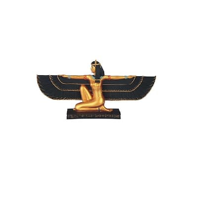 Q-Max 17.5"W Ancient Egyptian Goddess Isis with Open Wings Deity of Life and Magic Black and Gold Statue Home Décor Figurine