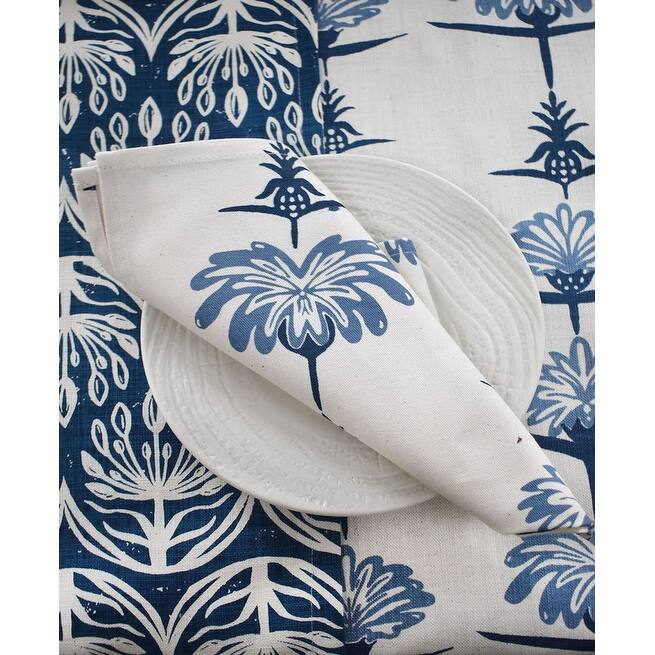 French Home Set of 4 Tropical Garden Napkins - Indigo and Sky
