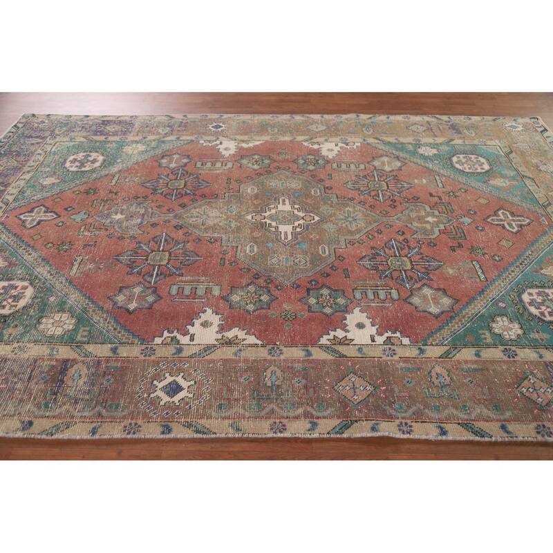 Distressed Tabriz Persian Antique Rug Home Décor Handmade Wool Carpet - 6'6" x 9'8"