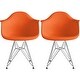 preview thumbnail 13 of 24, Set of 2 Plastic Eiffel Molded Shell Retro Dining Chairs Accent For Living Room Kitchen Chrome Desk Designer Office Orange