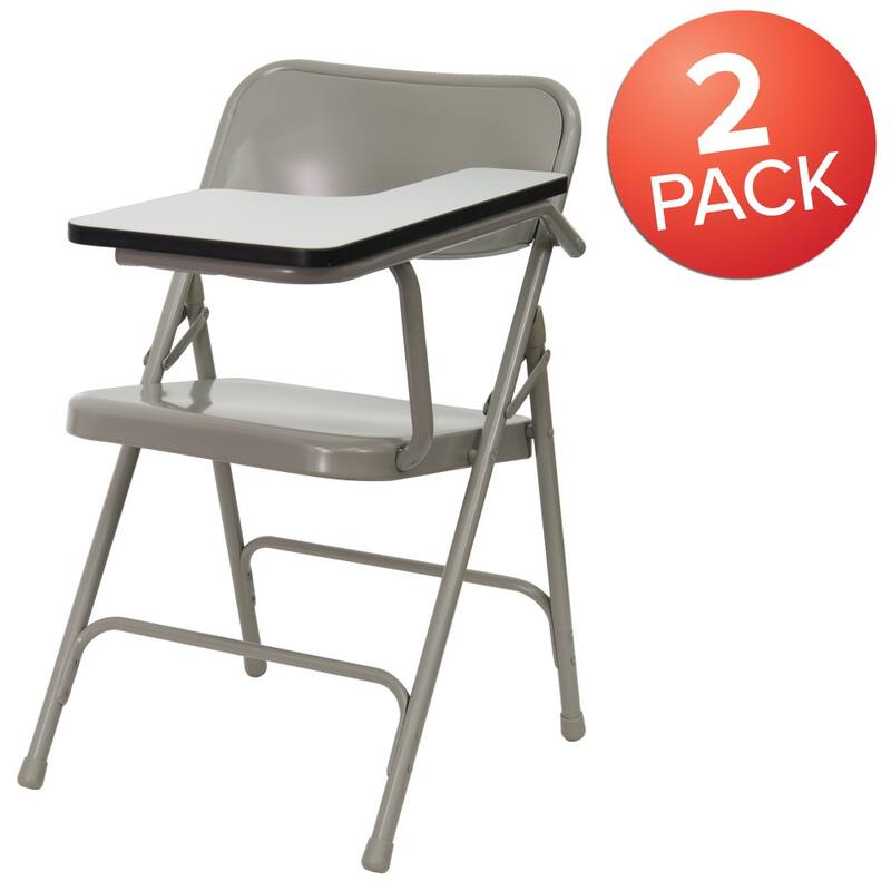 2 Pack Premium Steel Folding Chair with Left Handed Tablet Arm - 19.75"D x 18.5"W x 30"H
