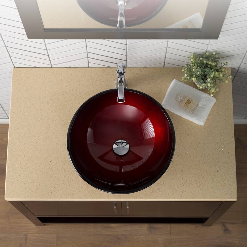 Kraus 16-1/2" Irruption Red Glass Vessel Bathroom Sink Only