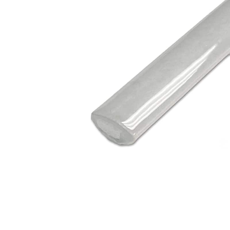 Merola Tile Coco Demi-Bullnose Glossy Amber Grey 1/2" x 7-7/8" Ceramic Wall Trim - (1 Tile)