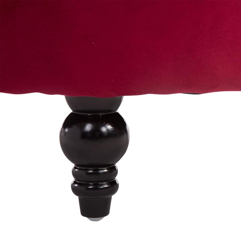 Red Modern 25.5" High Back Upholstered Buttons Tufted Accent Chair with Thick Padding and Rubber Wood Legs