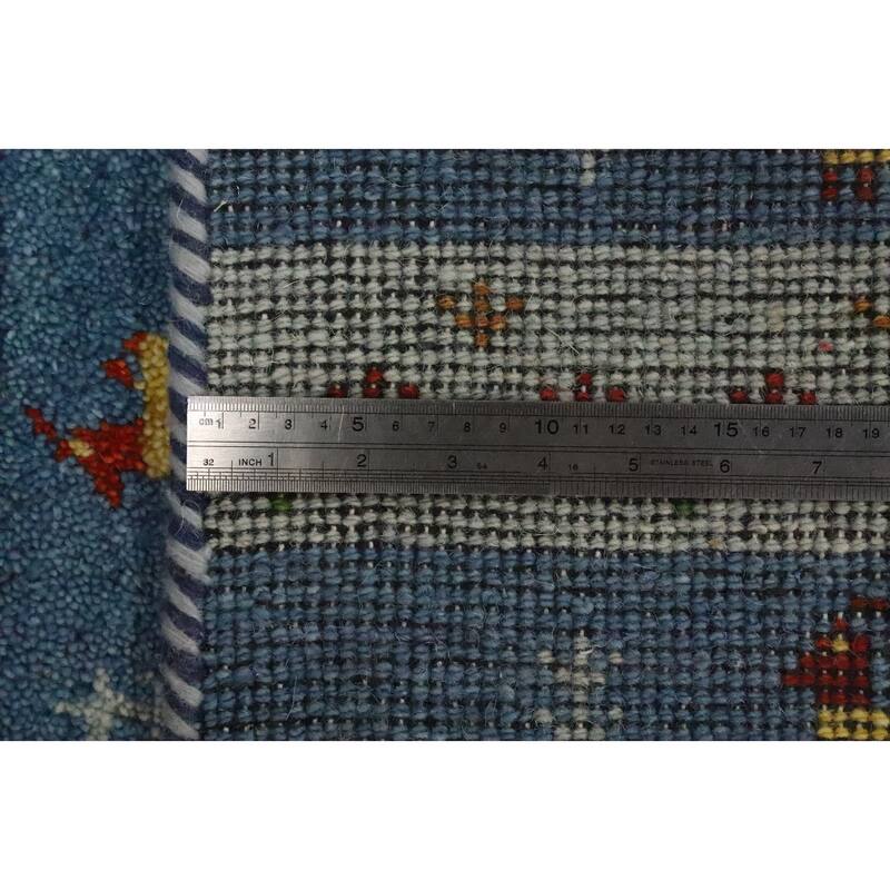 Hand Knotted Oriental 100% Wool Carpet Tribal Animal Pictorial Navy Blue & Blues Gabbeh Area Rug - 1' 4'' X 1' 4''