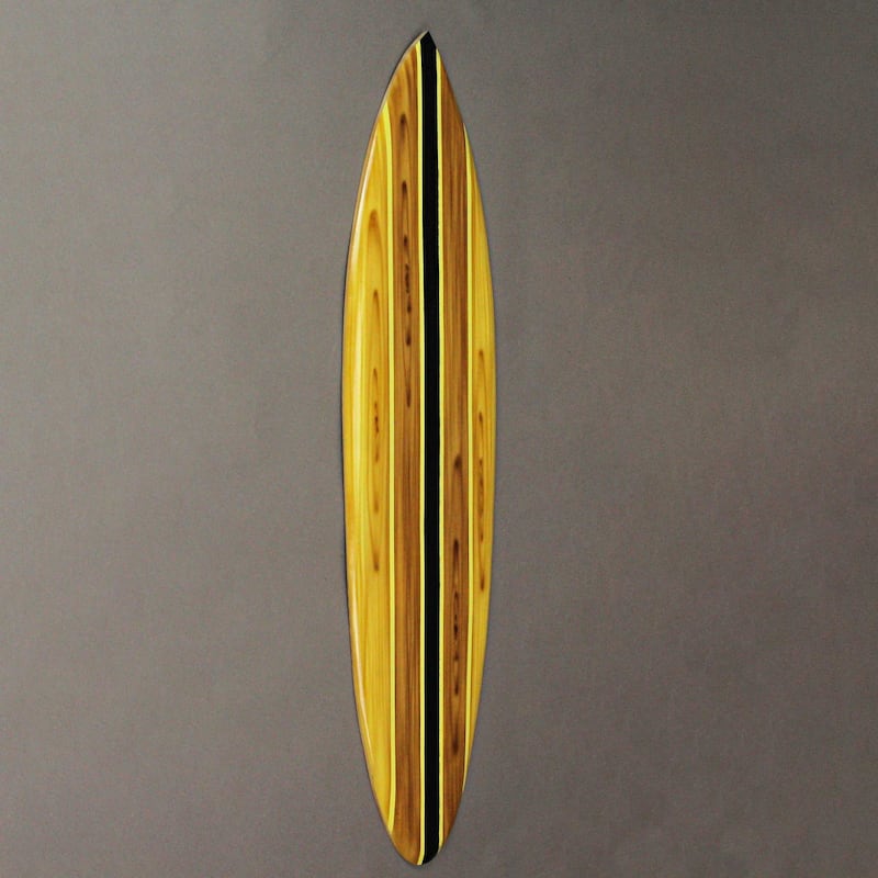 Striped Wooden Mini Surfboard Wall Hanging 39 Inch