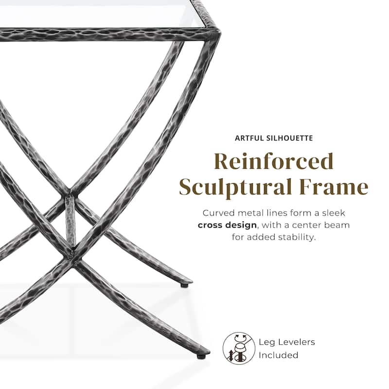 247 Shop At Home Lalia Modern 3-Piece Upholstered Hammered Metal Camelback Bedroom Set with Nightstand and Bench