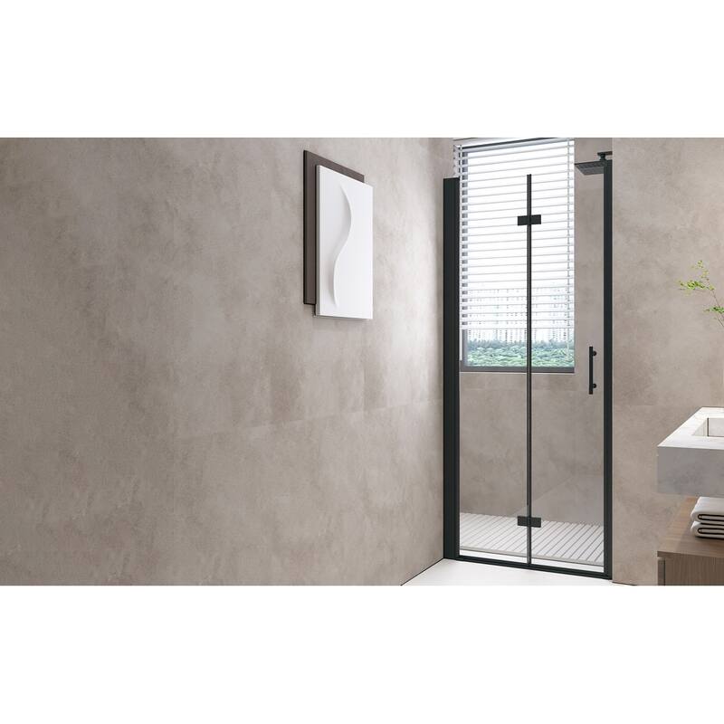 Bifold Shower Door Tempered Glass Aluminum Frame