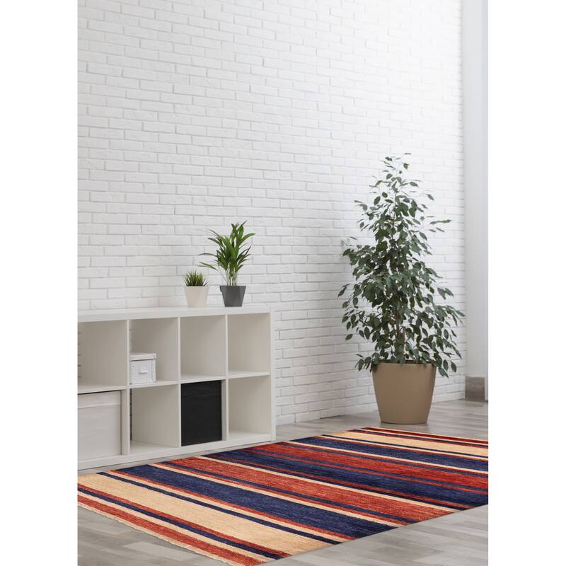 ECARPETGALLERY Hand-knotted Peshawar Ziegler Navy, Red Wool Rug - 4'3 x 5'10