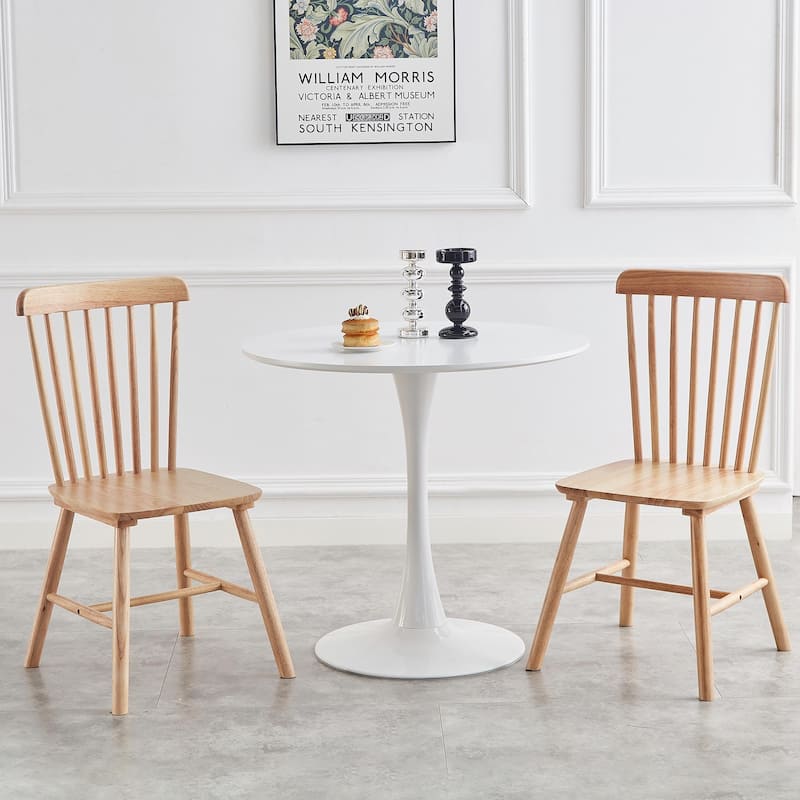 Set of 4 Rubber Wood Dining Chairs, Solid Wood