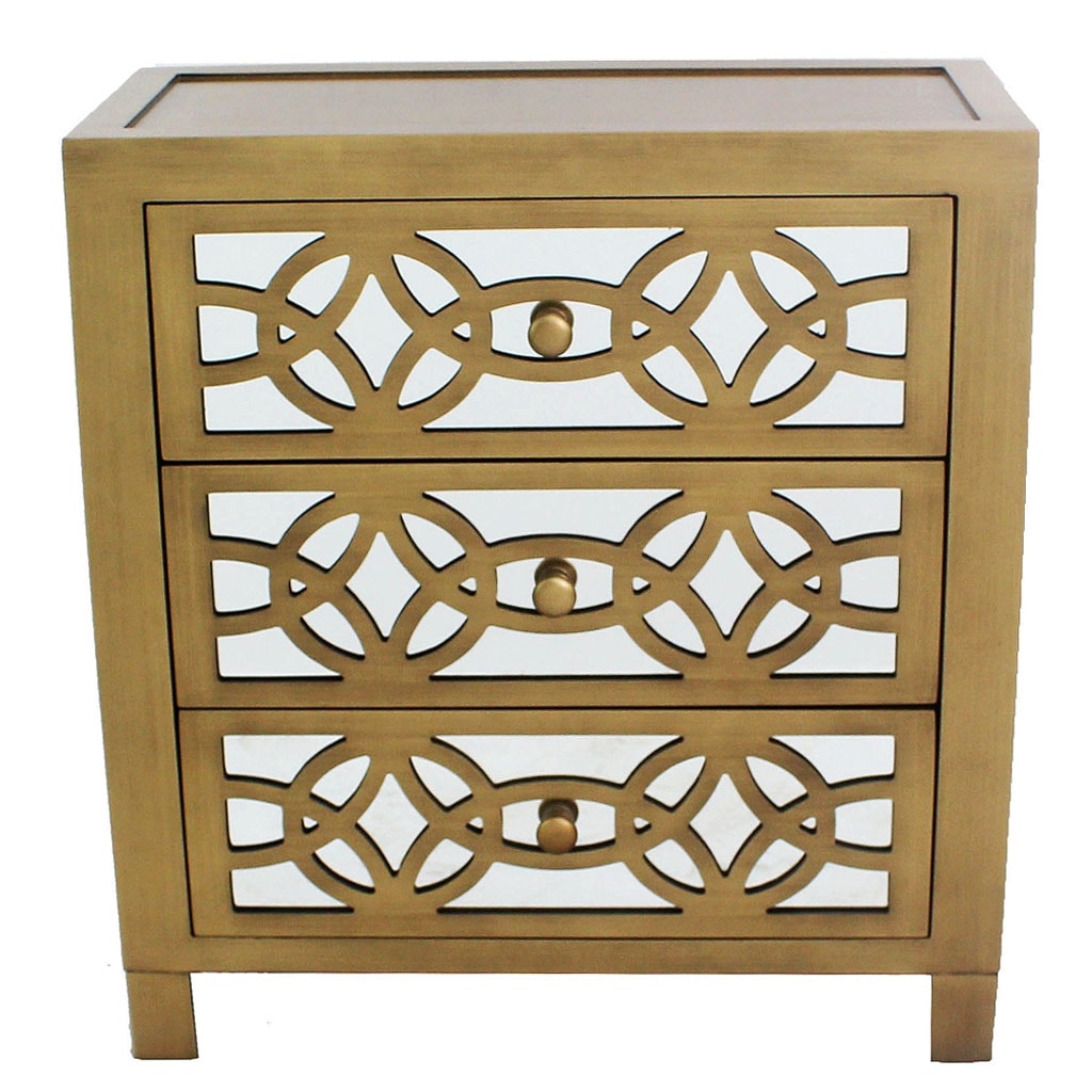 thumbnail 14 - Silver Orchid Fonda Glam Mirrored Cutout 3-drawer Chest
