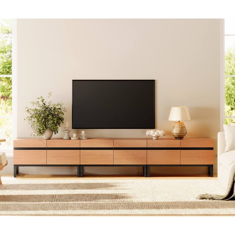 WAMPAT Modern TV Stand Entertainment Center TV Console with Storage Cabinets