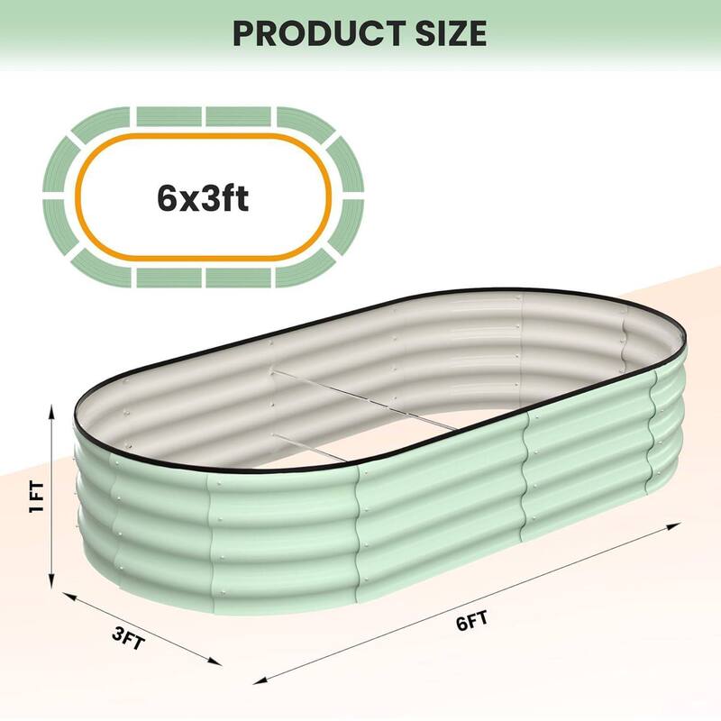 2 Pcs 6x3x1ft Galvanized Raised Garden Bed, Planter Box for Vegetables, Flowers, Fruits