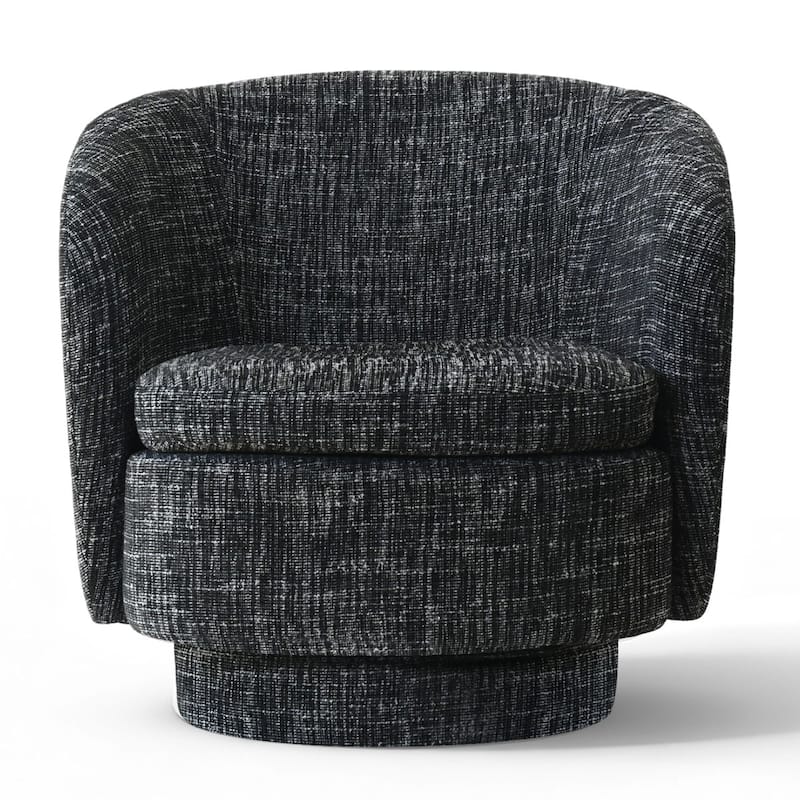 Upholstered 360° Swivel Barrel Chair with Curved Backrest（Set of 2）
