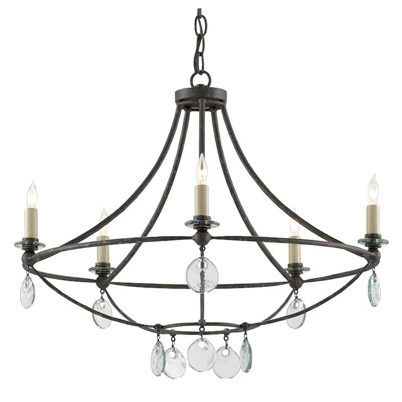 Currey & Company Novella Small Black Chandelier - 21"h x 24.5"dia - 21"h x 24.5"dia - Mayfair