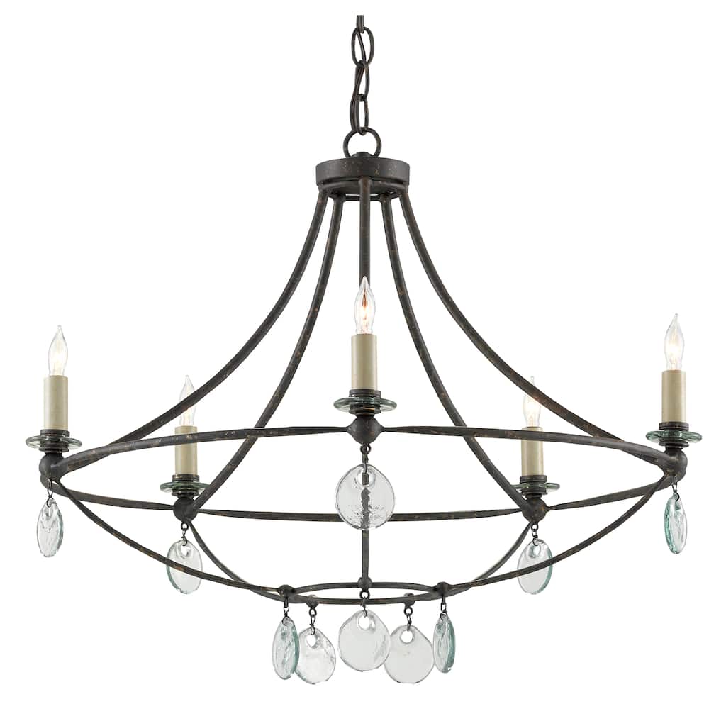 Currey & Company Novella Small Black Chandelier - 21"h x 24.5"dia