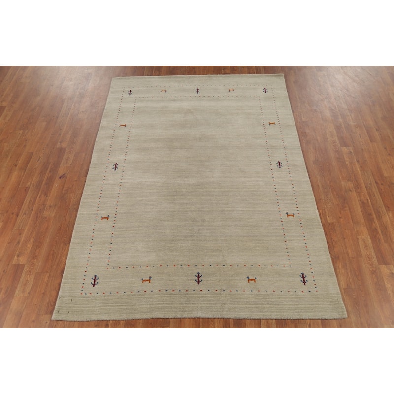 Tribal Gabbeh Indian Area Rug Handmade Contemporary Wool Carpet - 5'4"x 7'4"