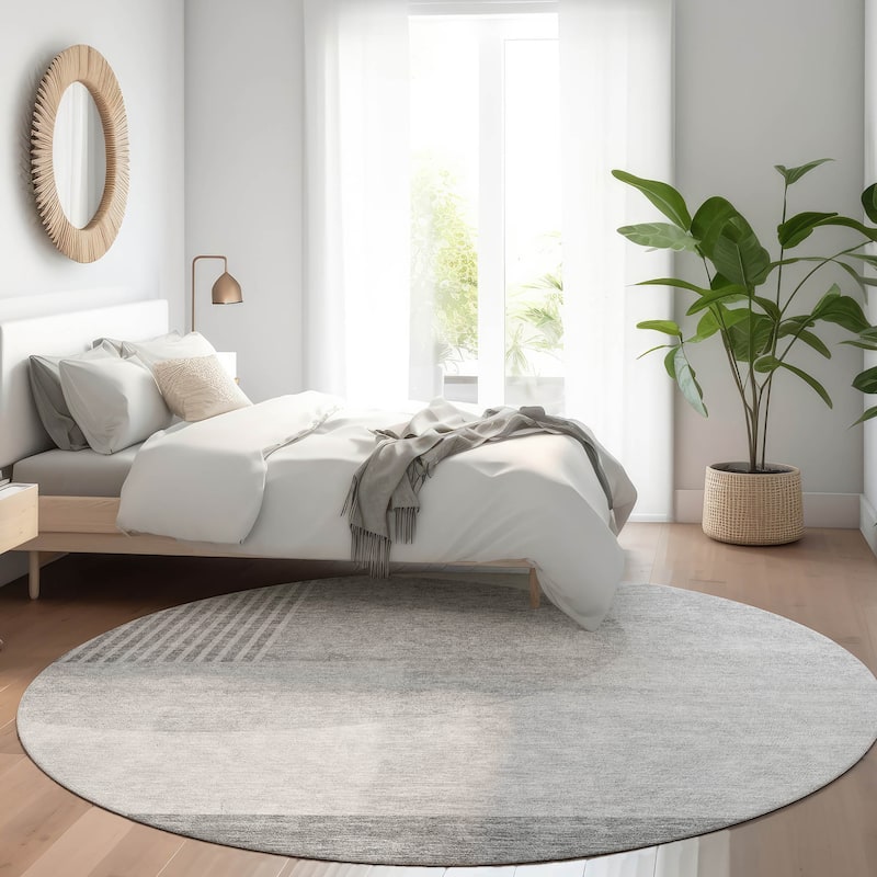 Machine Washable Indoor/ Outdoor Chantille Contemporary Modern Rug - Gray - 8' x 8'