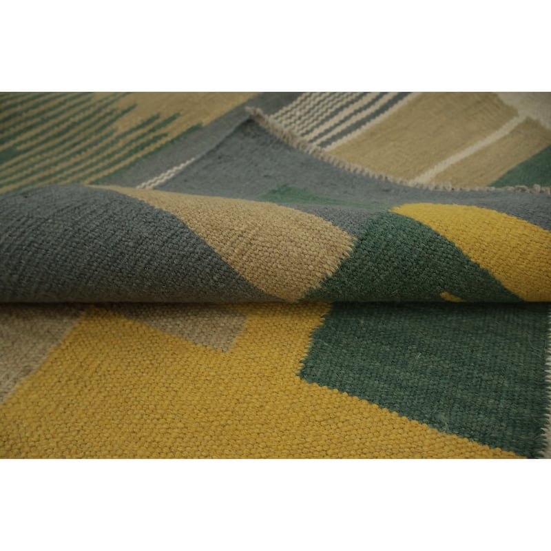 Hand Woven Oriental 100% Wool Carpet Southwestern Modern Multi-Colored Kilim Area Rug - 6' 7'' X 5' 3''