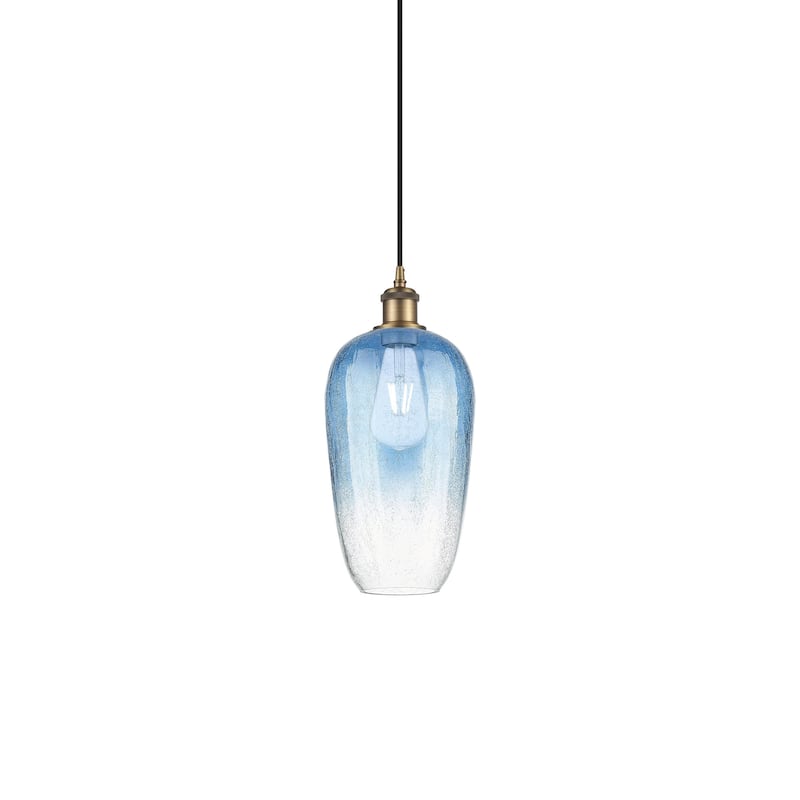 Innovations Lighting 516-1P-15-7 Brookhaven Flute Pendant Brookhaven - Brushed Brass / Sapphire Blue