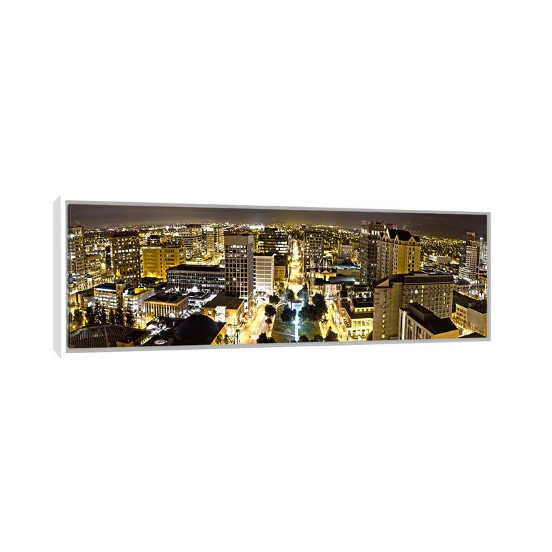 iCanvas "San Jose Panoramic Skyline Cityscape (Night View)" by Unknown Artist Framed Canvas Print - White - 12x36