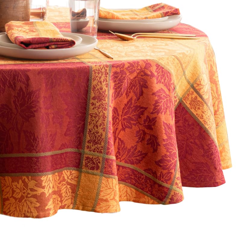 Maplewood Jacquard Harvest Cotton Tablecloth - 60x84 Oval