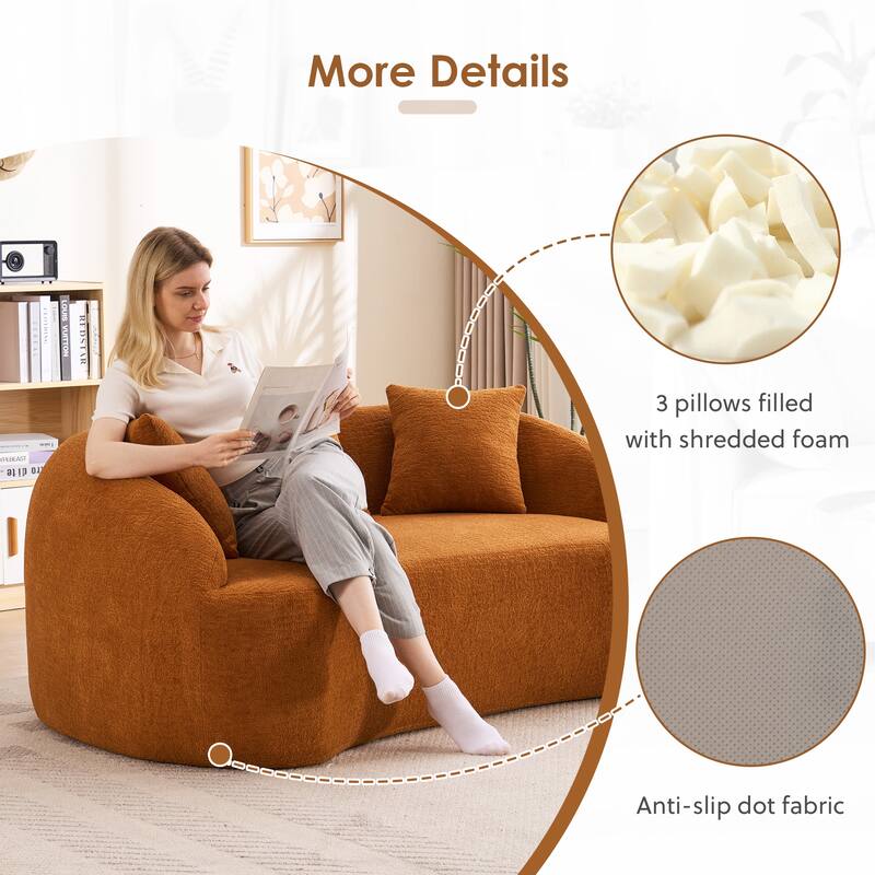 LY-049S Curved Modern Boneless Sofa Loveseat, Backrest Upgrade