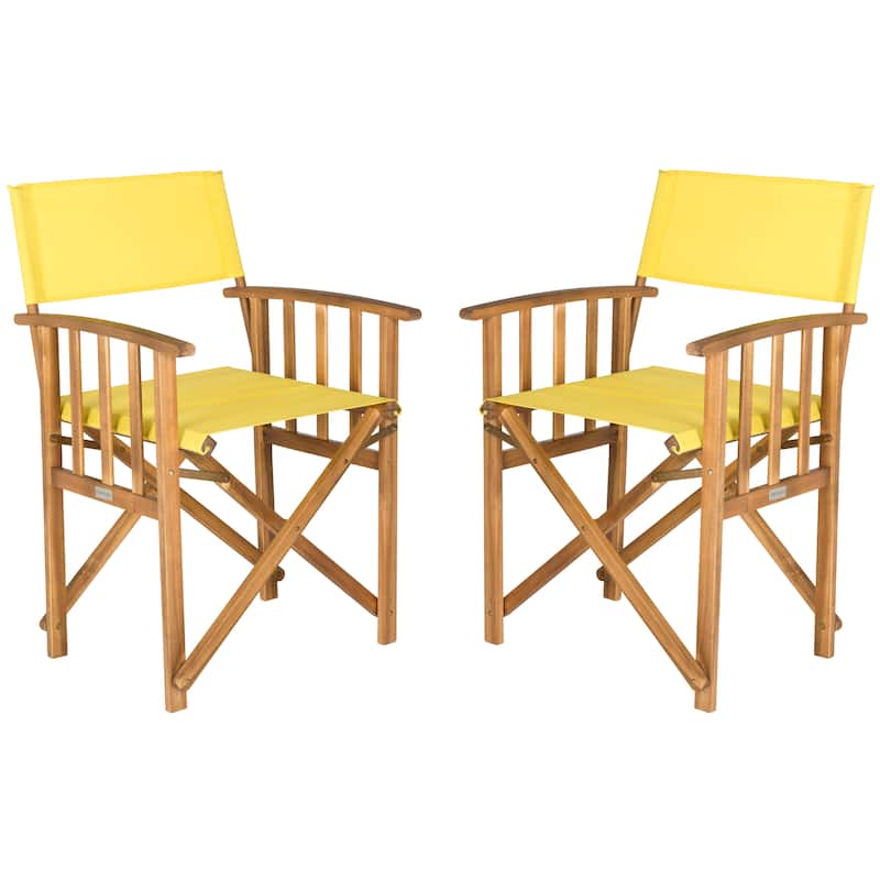 SAFAVIEH Outdoor Vaira Acacia Wood Director Chair (Set of 2) - 22W x 34D x 21H