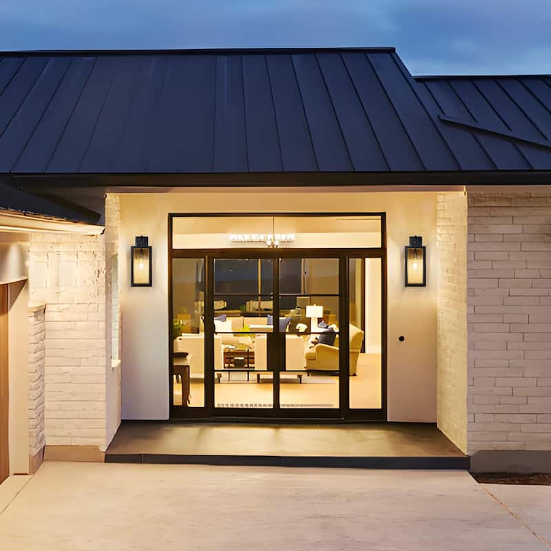 C Cattleya 1-Light Matte Black Dusk to Dawn Outdoor Wall Lantern Sconce